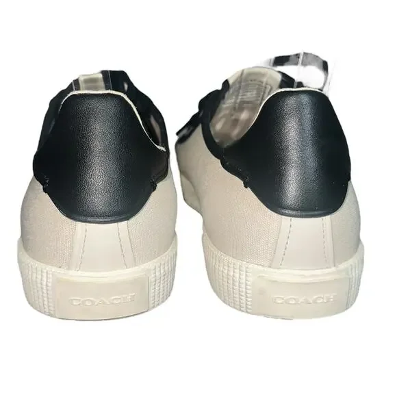 Coach FG3846 Logo Canvas Sneakers Women’s Sz 9B White Black Lace Up Casual Shoes - Picture 5 of 15